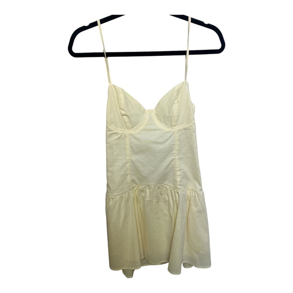 NWT Crystal Doll Yellow Linen Bow Back Mini Dress M
